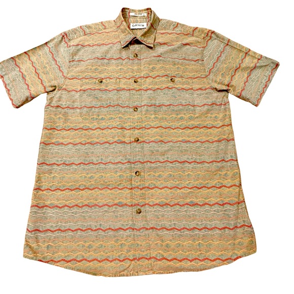 Vintage Orvis Gray/Green Orange Short Sleeve Shirt L‎ - Picture 5 of 10